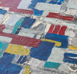 signiertes Kunstwerk, abstrakte Kunst auf Leinwand 