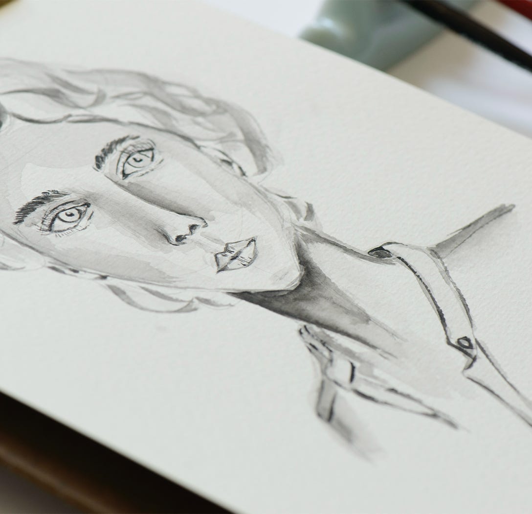 fashion illustration with pencil and markers