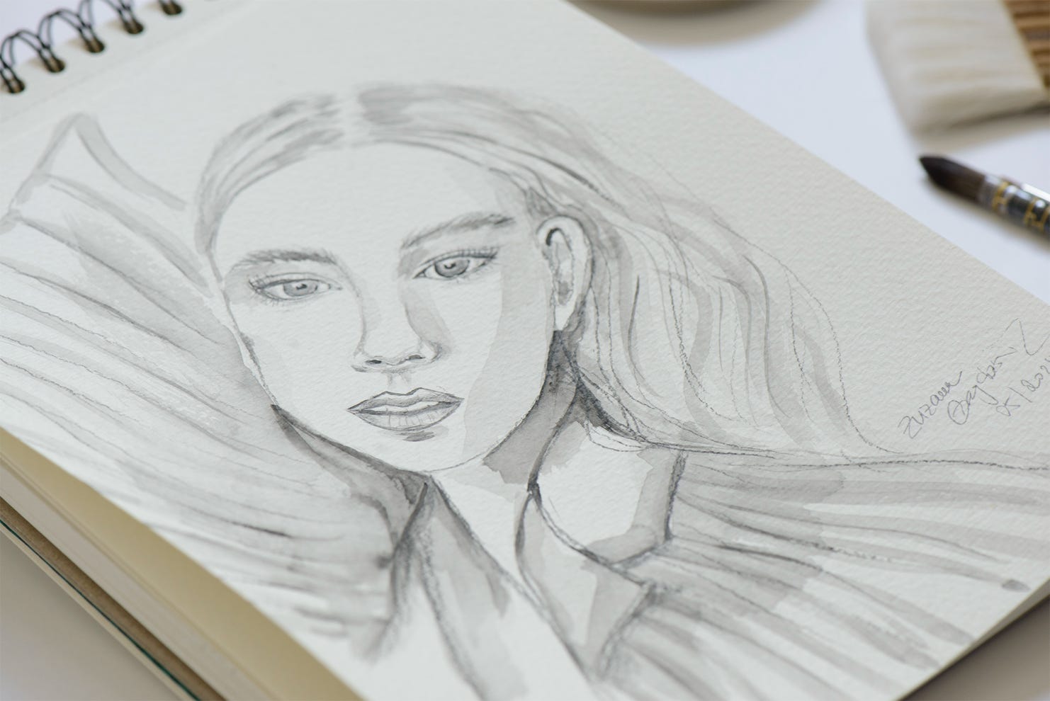 portrait illustration, personalized people painting with pencil and aquarell, aquarell painting, personalized house painting, personalisierte Immobilienzeichnungen, Zeichnungen vom Haus