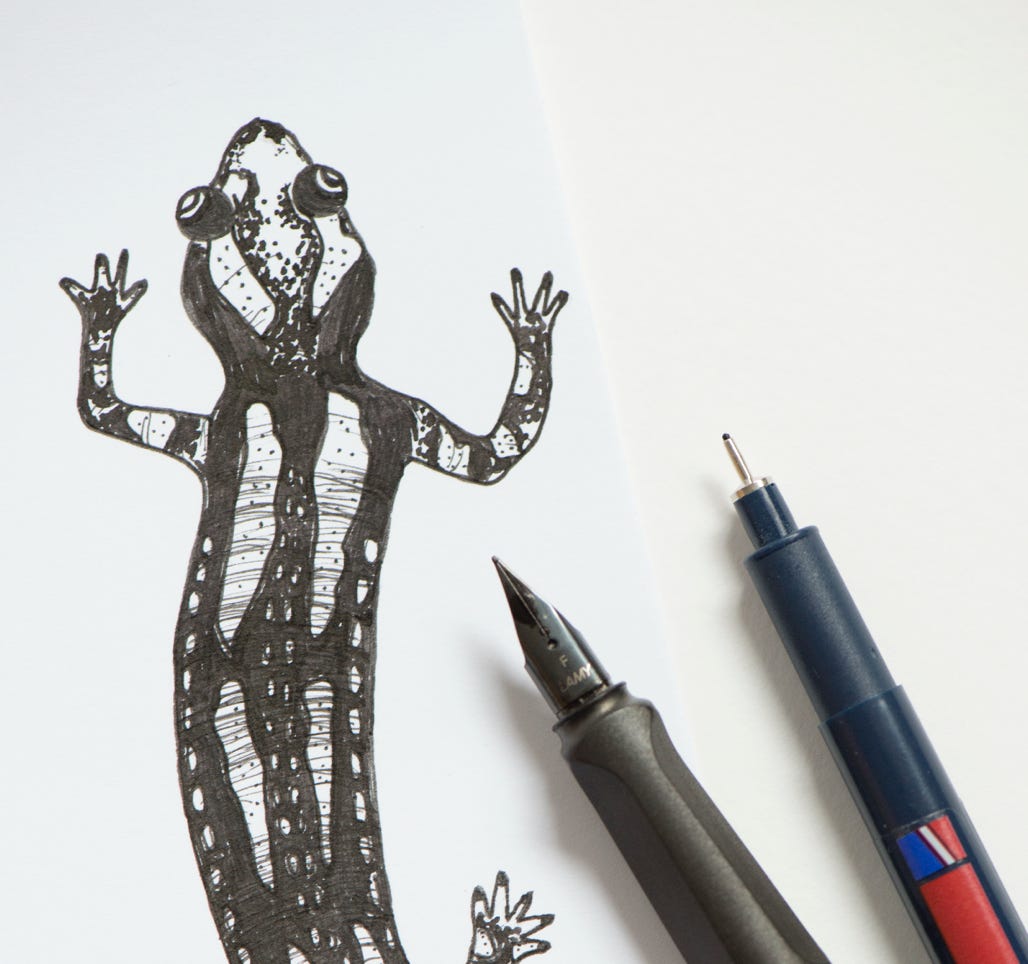 tier malerei mit fineliner